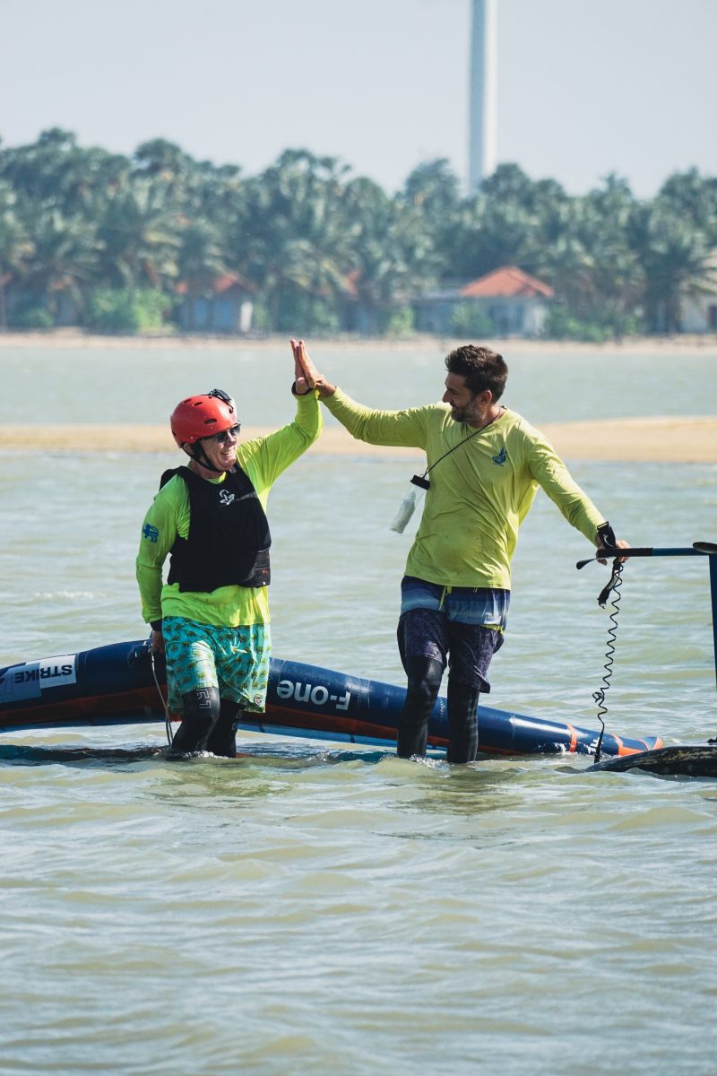 Wingfoil school lesson in Kalpitiya lagoon Sri Lanka