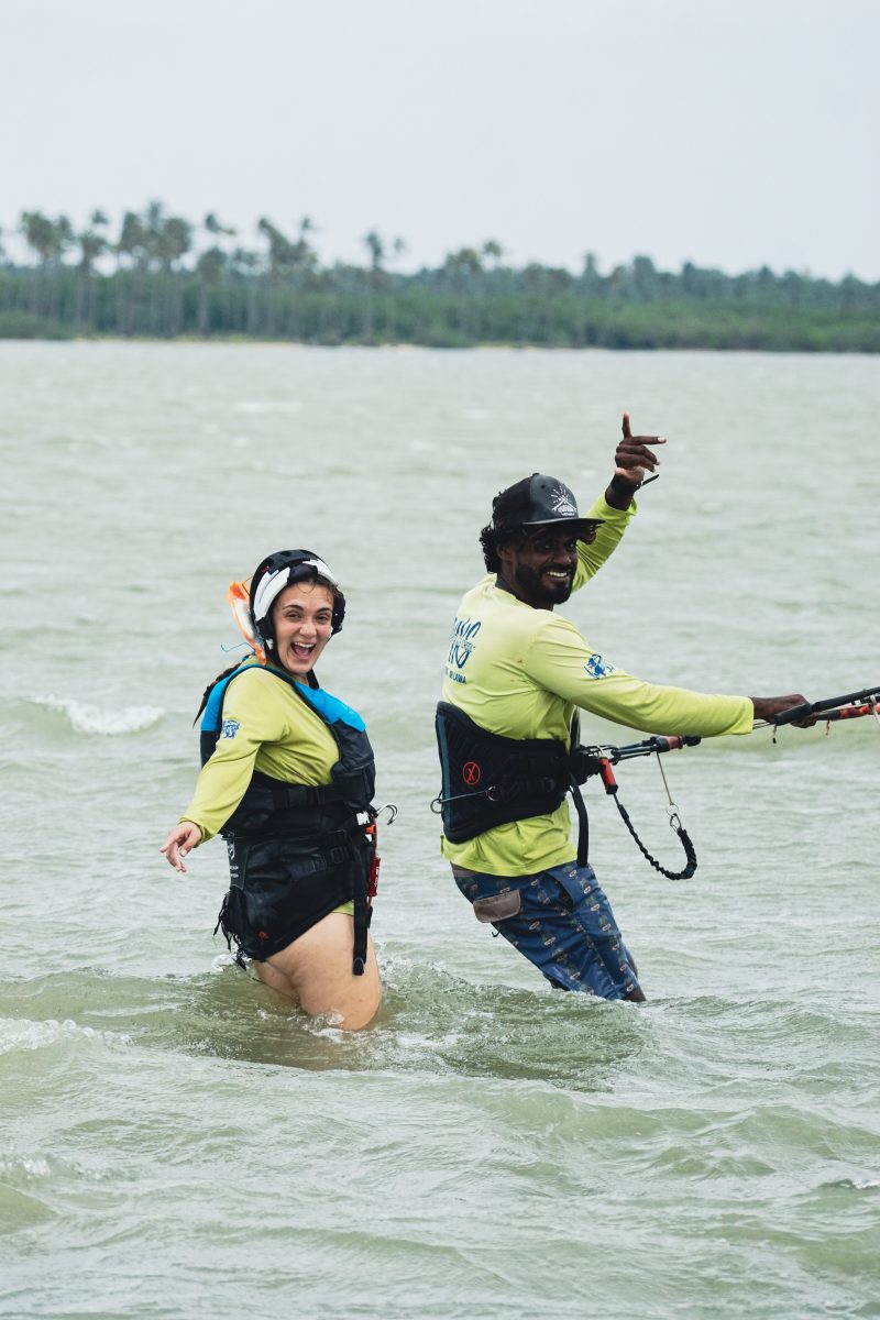 Instructor Safran kitesurf lesson Kalpitiya lagoon